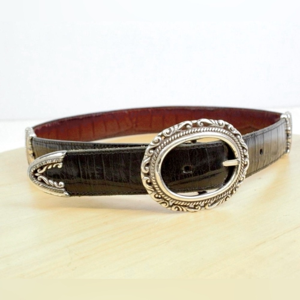 Vintage 90’s Brighton leather croc west belt reversible medi